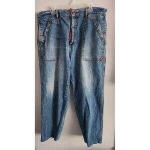 FUBU Jeans Men Blue, Wide Leg, 90's Vintage, Pocket, Cotton Size 40